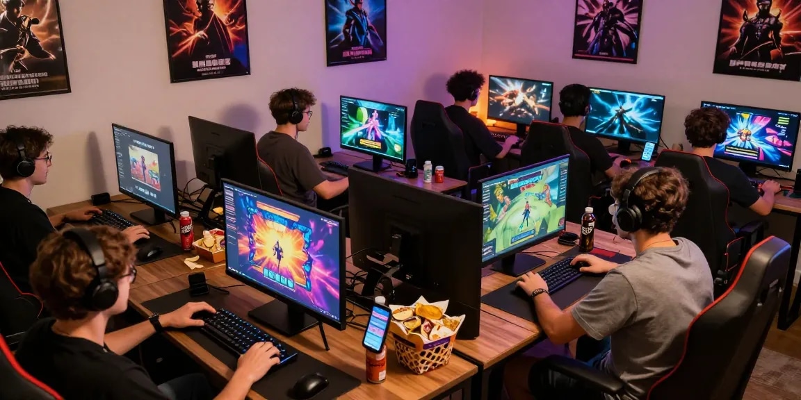 Engaging scene of players enjoying HTML porn games on various devices, showcasing the excitement of adult gaming.
