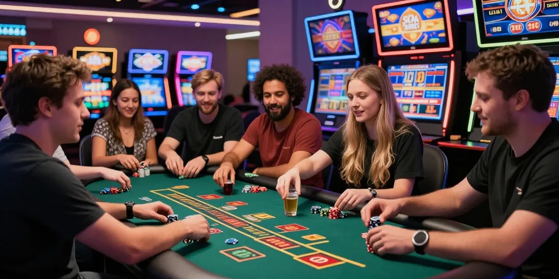 Players enjoying diverse gaming options at 88M casino, showcasing a vibrant and engaging environment.