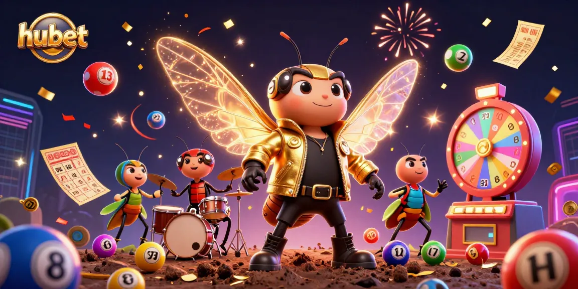 Engage in thrilling gaming with hubet, featuring vibrant lottery balls and dynamic characters.