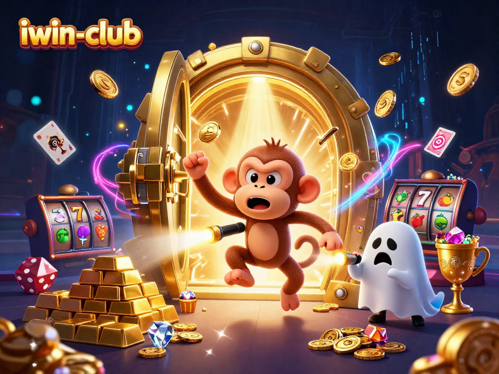 Join the action at iwin-club as a mischievous monkey juggles winning riches in a haunted casino.