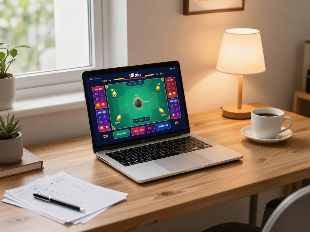 Engaging gameplay on the app tài xỉu in a cozy home setup, showcasing betting excitement.