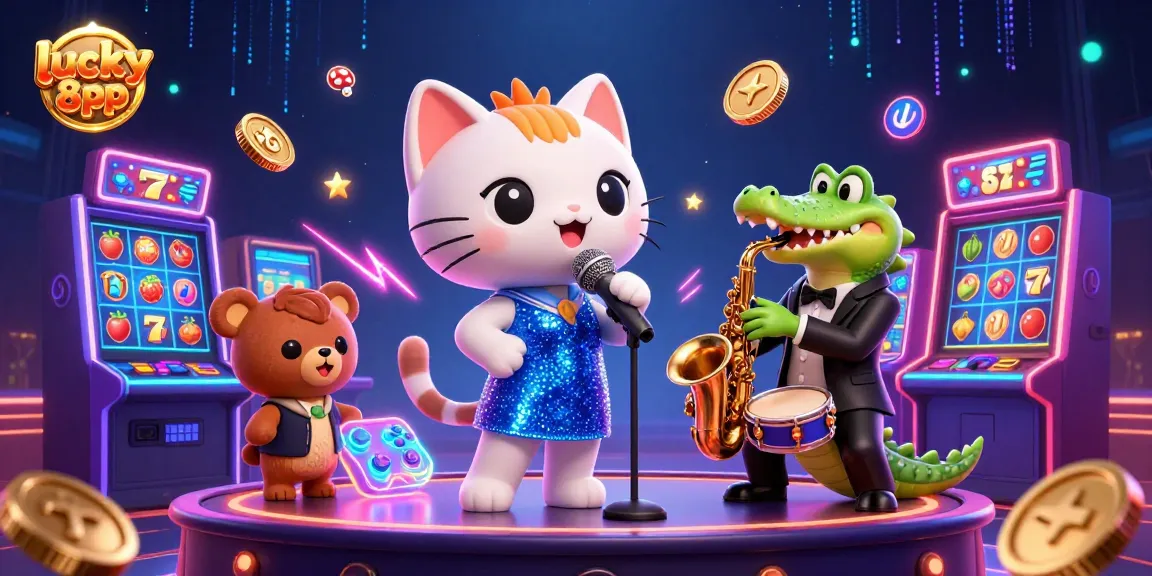 Engage with the lucky 88 app, featuring vibrant casino elements and charming characters.