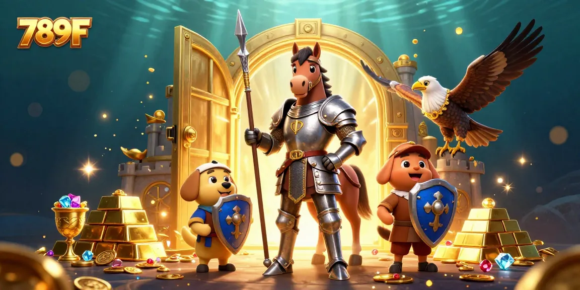 Experience the excitement of winning with 789F, featuring knights, treasure, and vibrant gems!