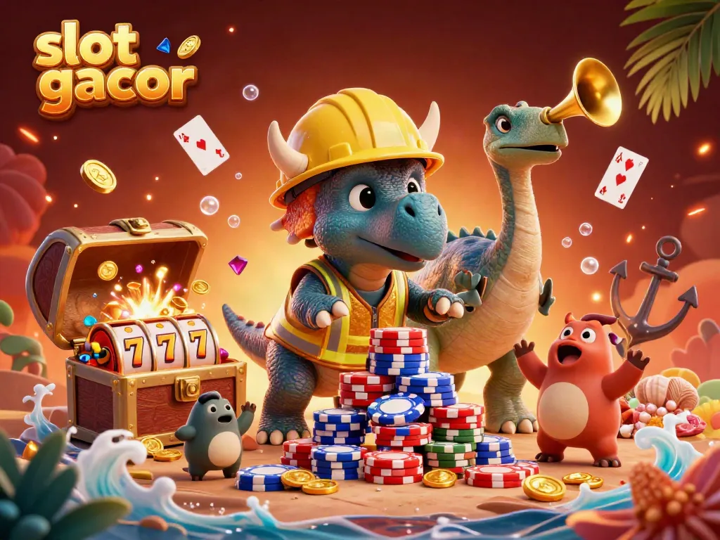 Celebrate wins with vibrant gaming elements in this dynamic slot gacor illustration.