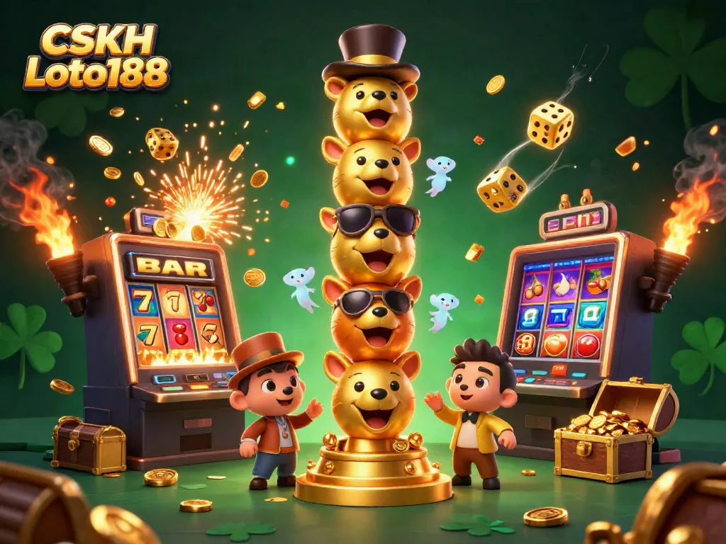 Experience the thrill of CSKH Loto188 with vibrant casino-themed 3D illustration and dynamic gaming elements.
