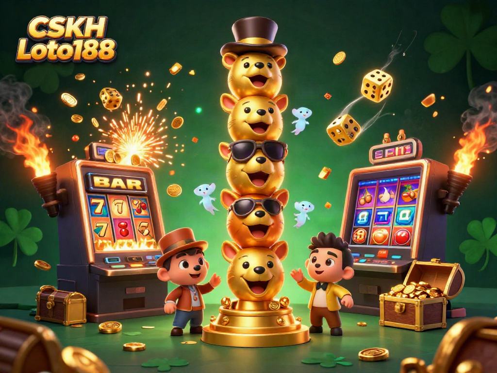 Experience the thrill of CSKH Loto188 with vibrant casino-themed 3D illustration and dynamic gaming elements.