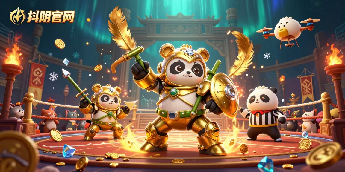 Experience the lively 抖阴官网 gaming action with a mech-suit panda battling in a vibrant casino arena.
