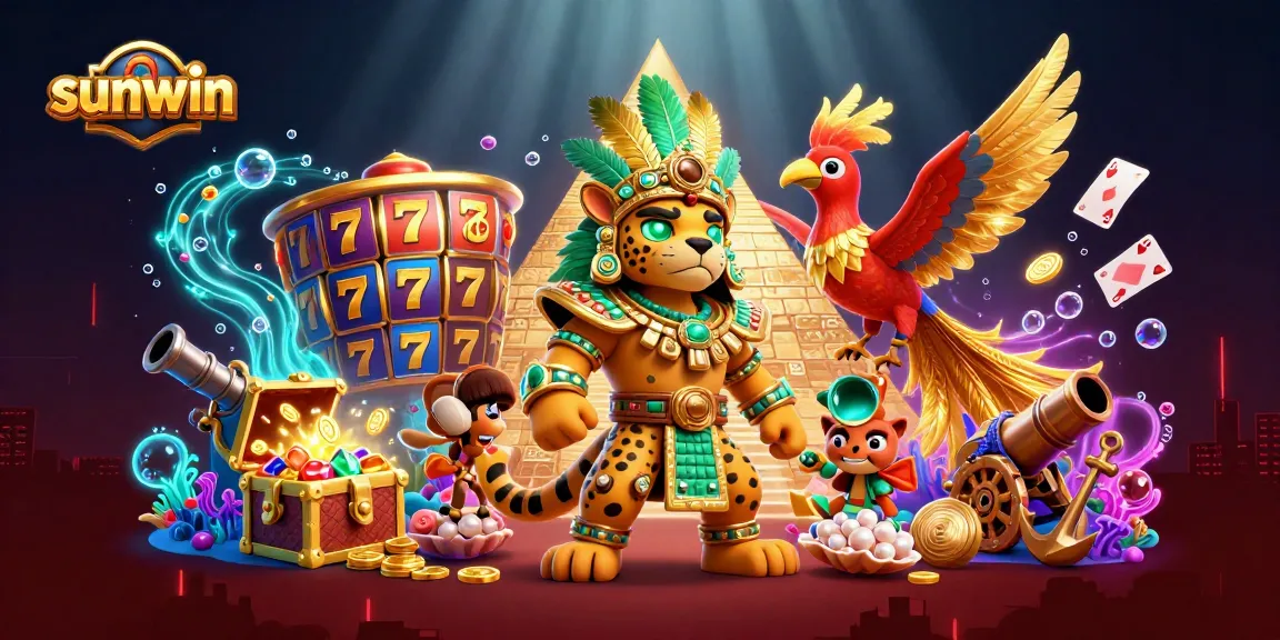 Experience the thrill of winnings at sunwin with vibrant casino elements and colorful treasure!
