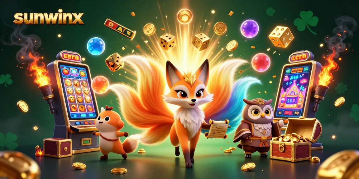 Spin the reels and win with sunwinx in an enchanting 3D casino scene filled with vibrant characters and exciting gaming elements.