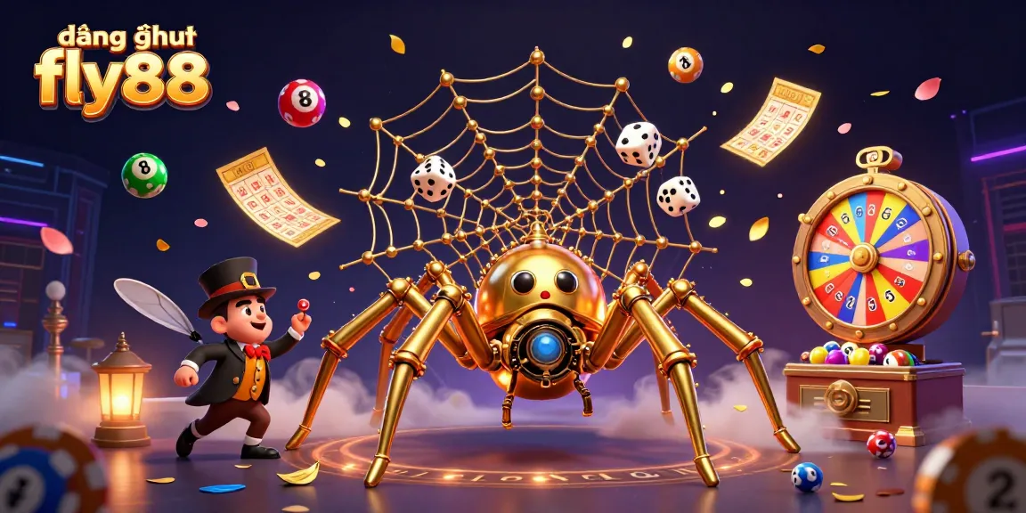 Engage in exciting gameplay with đăng nhập fly88 as the golden spider captures dice in its web.