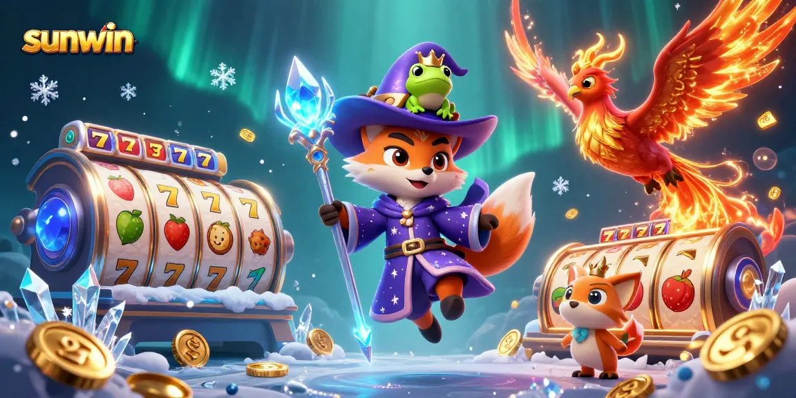 Experience thrilling wins at Sunwin casino with vivid magical illustrations of gambling adventures.